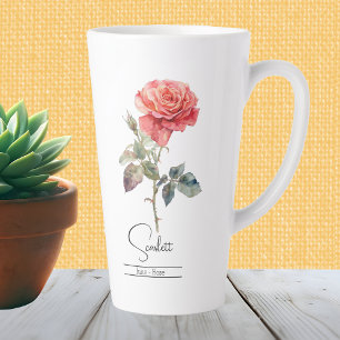 Taza De Café Latte Rosa de junio de la flor del mes del nacimiento