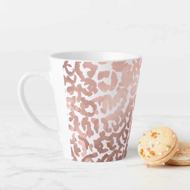Taza De Café Latte Rosa de moda Leopardo de oro Impresión de animales (In situ)