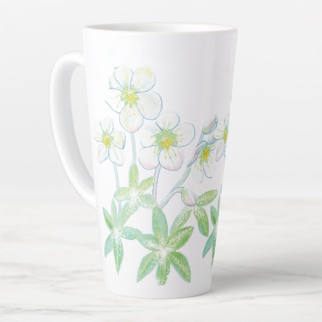 Taza De Café Latte rosa de navidades, Helleborus niger (Ángulo izquierdo)