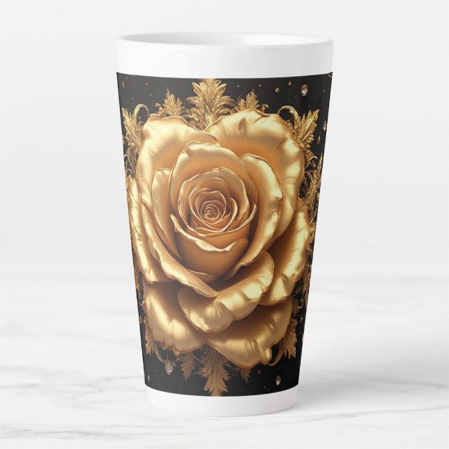 Taza De Café Latte Rosa de Oro Lujosa (Anverso)