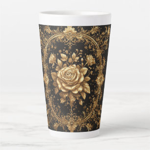 Taza De Café Latte Rosa de oro lujosa