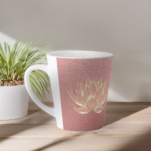 Taza De Café Latte Rosa Gold Lotus Yoga Studio Instructor de Meditaci
