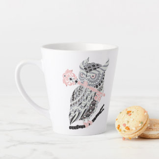 Taza De Café Latte Rosa Gran Lechuza Horneada Latte Mug