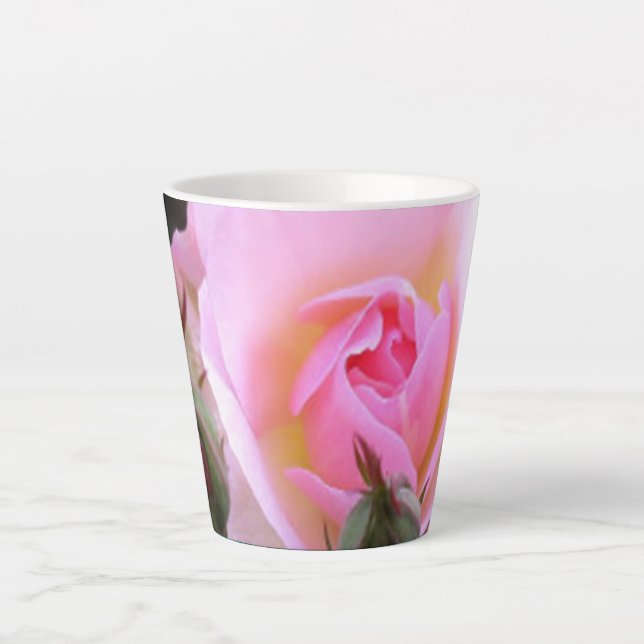 Taza De Café Latte Rosa inglés rosa perfecto (Anverso)