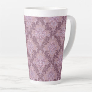 Taza De Café Latte Rosa Lavanda Polvorienta Lila Mauve Damask Elegant