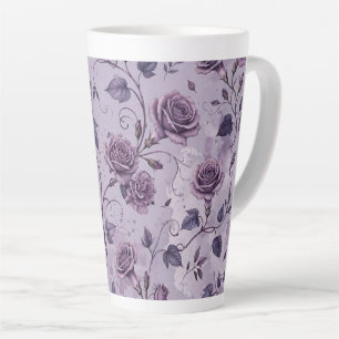 Taza De Café Latte Rosa Lavanda Polvorienta Tonos Soñadores Florales