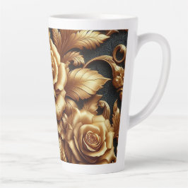 Taza De Café Latte Rosa Metálica Dorada Dark Academia