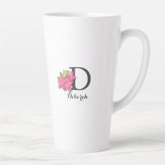 Taza De Café Latte Rosa Monogramada Azalea Latte Mug