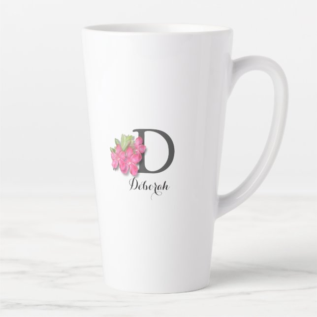 Taza De Café Latte Rosa Monogramada Azalea Latte Mug (Derecha)
