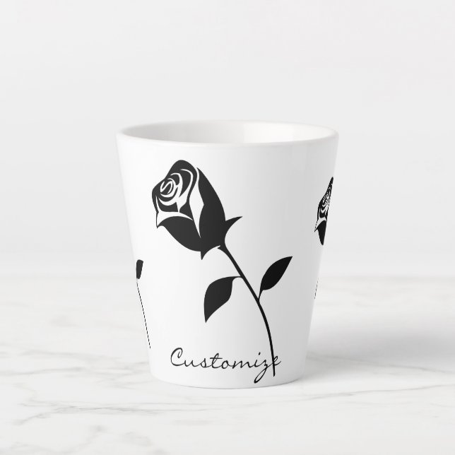 Taza De Café Latte Rosa negro Valentine Flor Thunder_Cove (Anverso)