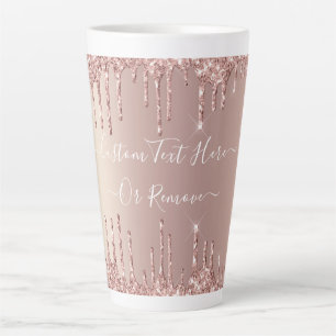 Taza De Café Latte Rosa Oro Purpurina Rubor Perforaciones de espuma P