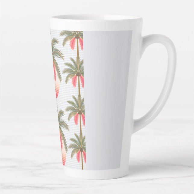 Taza De Café Latte Rosa Palmenmuster mit Sonnenverlauf Zweifarbige Ta (Derecha)