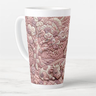 Taza De Café Latte Rosa Polvorienta Escena Pastoral de Parche Cosecha