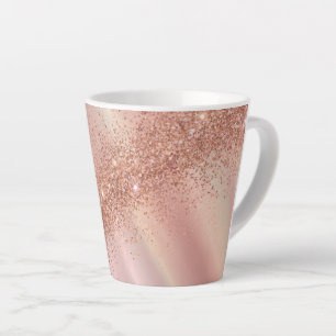 Taza De Café Latte Rosa Purpurina de oro Pastel Latte Mug