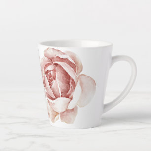 Taza De Café Latte Rosa rosa bellamente dibujado