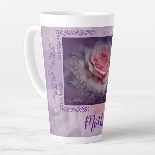 Taza De Café Latte Rosa rosa Latte Mug (Ángulo izquierdo)