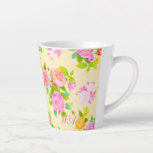 Taza De Café Latte Rosa Shabby Amarillo vintage