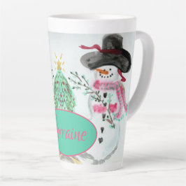 Taza De Café Latte Rosa Y Turquesa