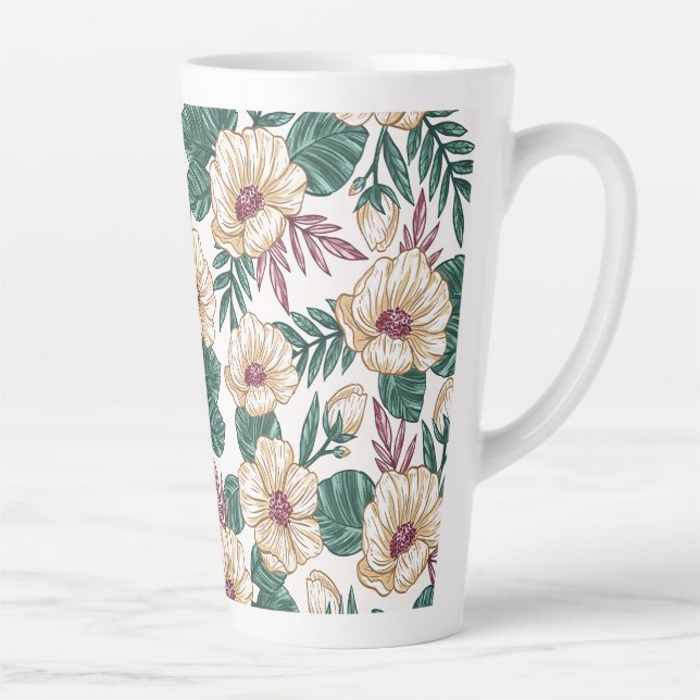 Taza De Café Latte Rosas (Derecha)