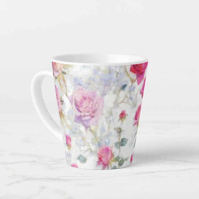 Taza De Café Latte Rosas (Ángulo izquierdo)