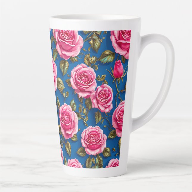 Taza De Café Latte Rosas 3d rosadas (Derecha)