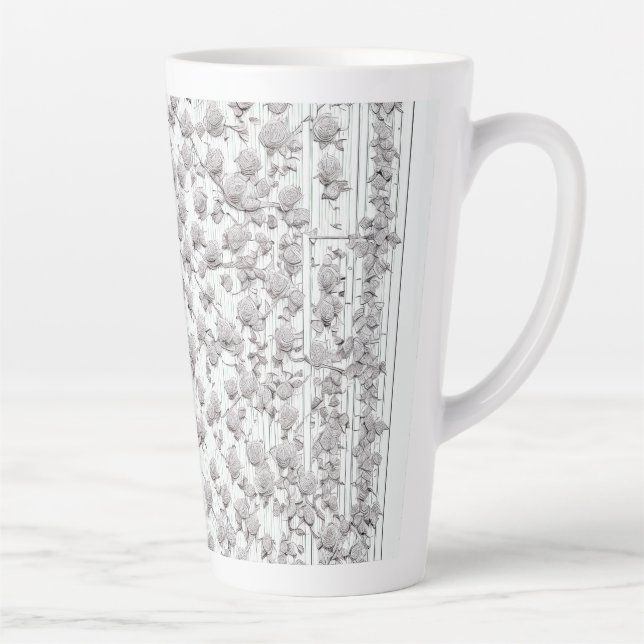 Taza De Café Latte Rosas blancas B (Derecha)