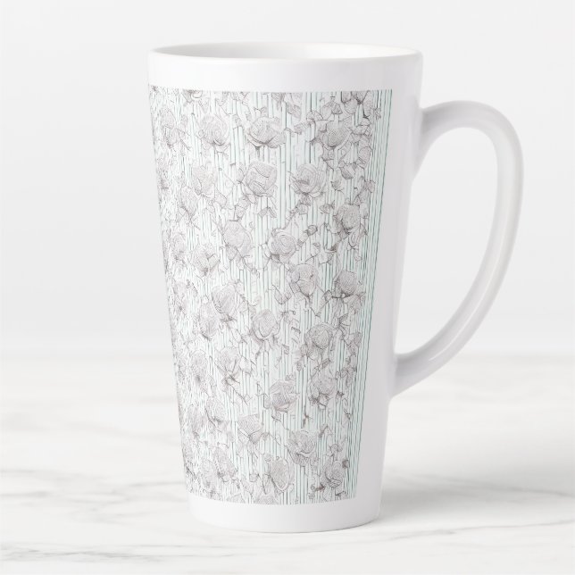 Taza De Café Latte Rosas blancas F (Derecha)
