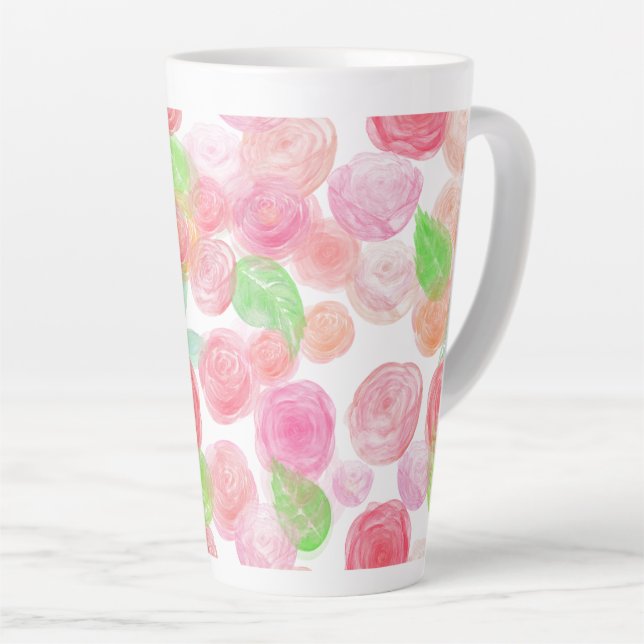 Taza De Café Latte Rosas de acuarela (Ángulo derecho)