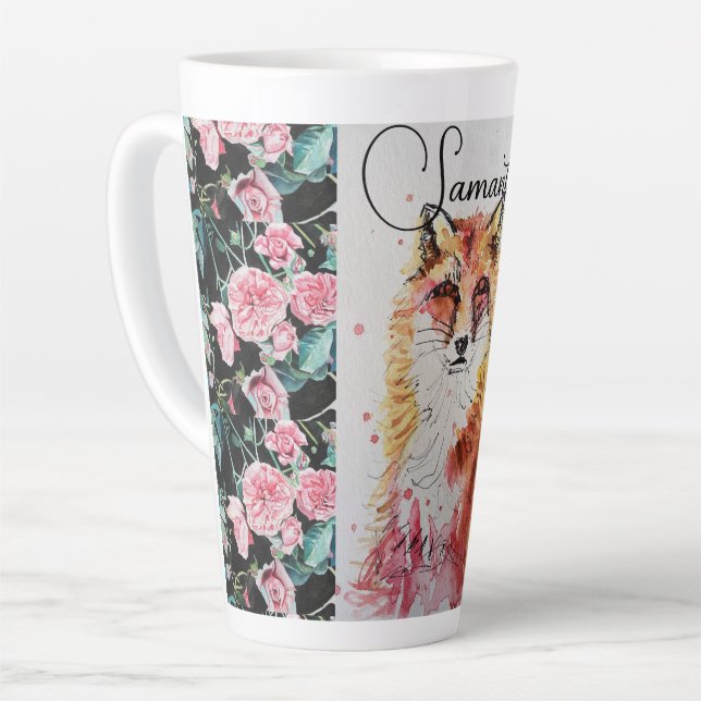 Taza De Café Latte Rosas de animales de la Cruz Roja (Ángulo izquierdo)