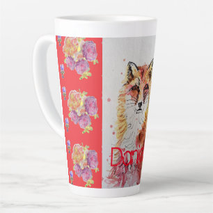 Taza De Café Latte Rosas de animales de la raza roja de Fox cutáneo