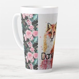 Taza De Café Latte Rosas de animales de la raza roja de Fox cutáneo