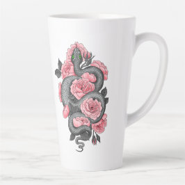 Taza De Café Latte Rosas de serpientes y melocotones