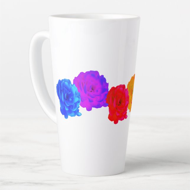 Taza De Café Latte Rosas del arcoiris (Ángulo izquierdo)
