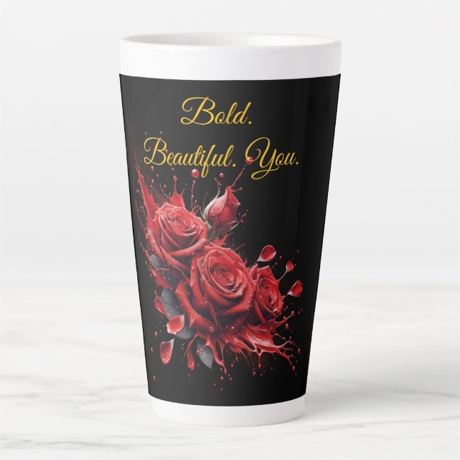 Taza De Café Latte Rosas en flor - Cumpleaños elegante (Anverso)
