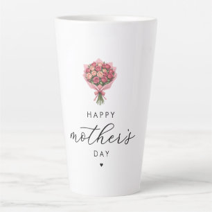 Taza De Café Latte Rosas Flores Bouquet Feliz Día de la Madre Elegant