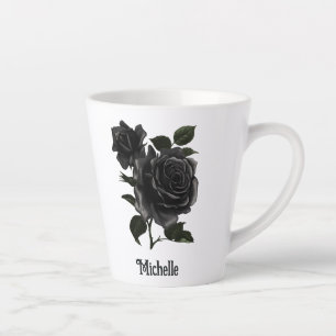 Taza De Café Latte Rosas Negras Personalizadas Góticas Vintage