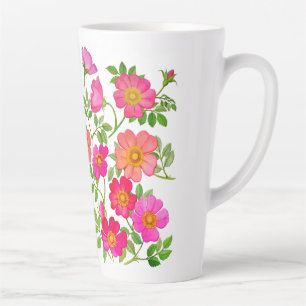 Taza De Café Latte Rosas Pink Wild