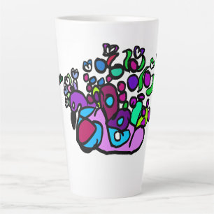 Taza De Café Latte Rosas púrpura pavo real