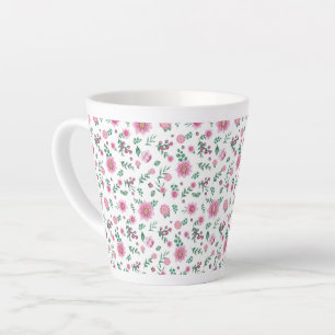 Taza De Café Latte Rosas rosadas en abundancia 
