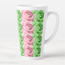 Rosas rosas y verdes Latte Mug