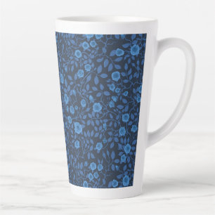 Taza De Café Latte Rosas salvajes de azul