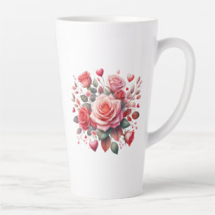 Taza De Café Latte Rose Bouquet Floral Design-62103