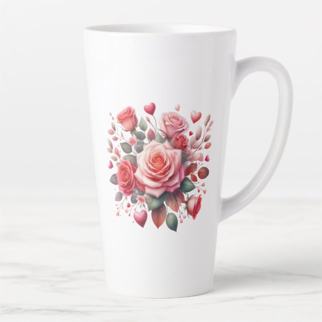 Taza De Café Latte Rose Bouquet Floral Design-62103 (Derecha)