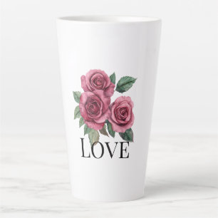 Taza De Café Latte Roses Rojos Flores Amor