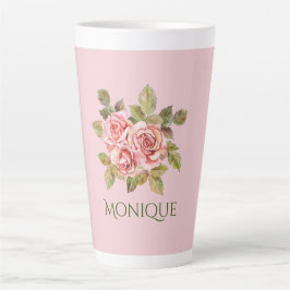 Taza De Café Latte Roses rosadas de bonito personalizadas