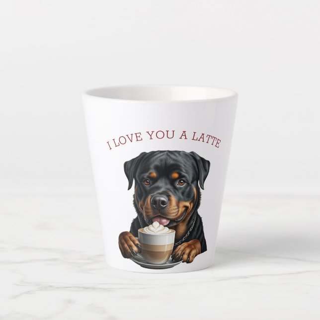 Taza De Café Latte Rottweiler Latte (Anverso)