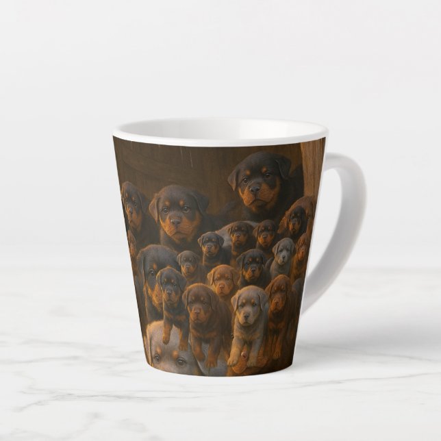 Taza De Café Latte Rottweiler Puppies (Ángulo derecho)