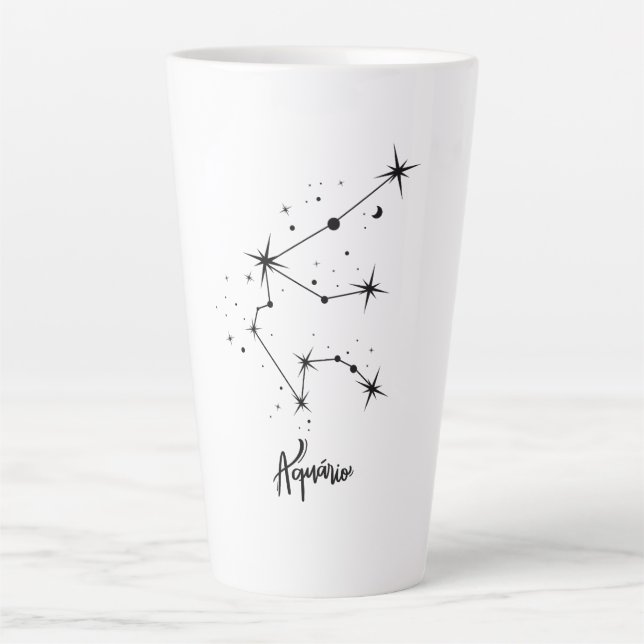 Taza De Café Latte Rótulo Aquarius Zodiac Regalo Astrología Aquarius (Anverso)