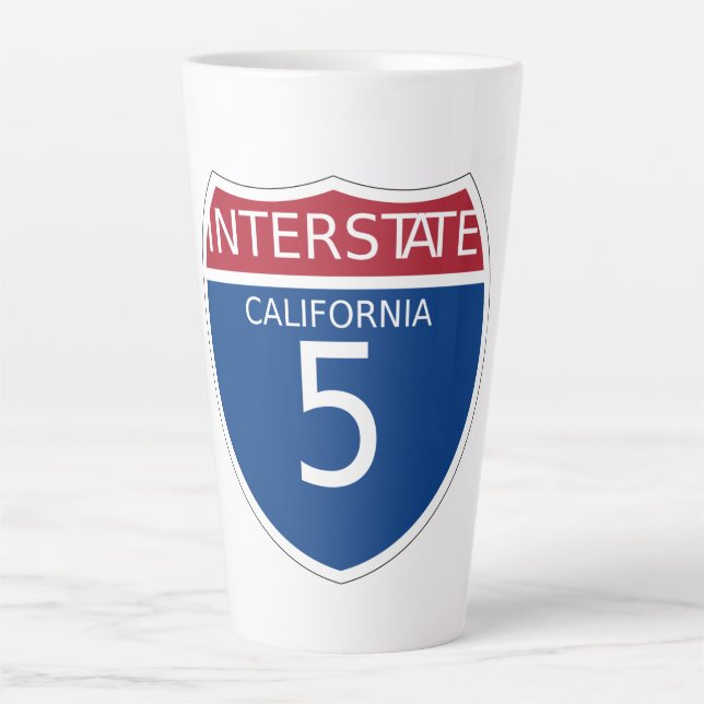 Taza De Café Latte Rótulo de Autopista Interestatal de California (Anverso)