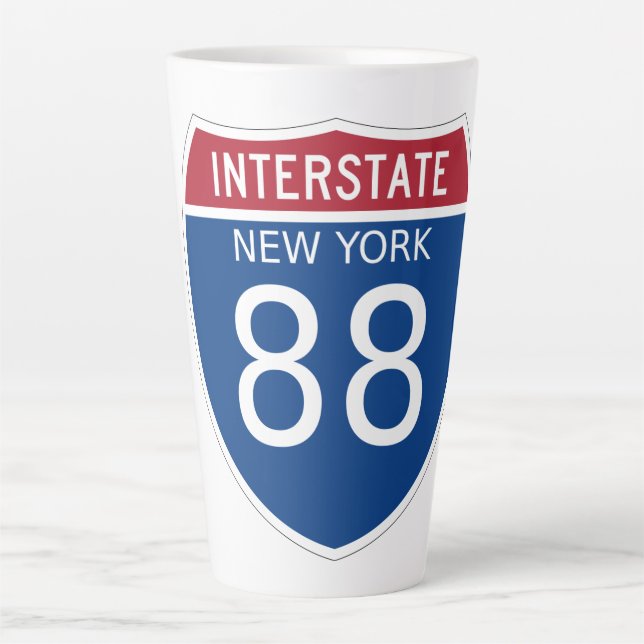 Taza De Café Latte Rótulo Interestatal de Nueva York (Anverso)